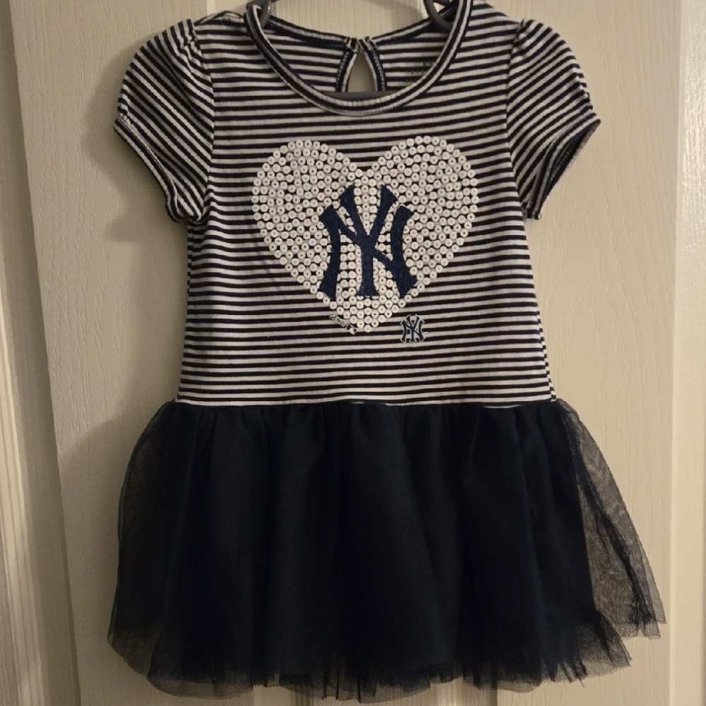 Kids Striped Navy Dress with Heart Design